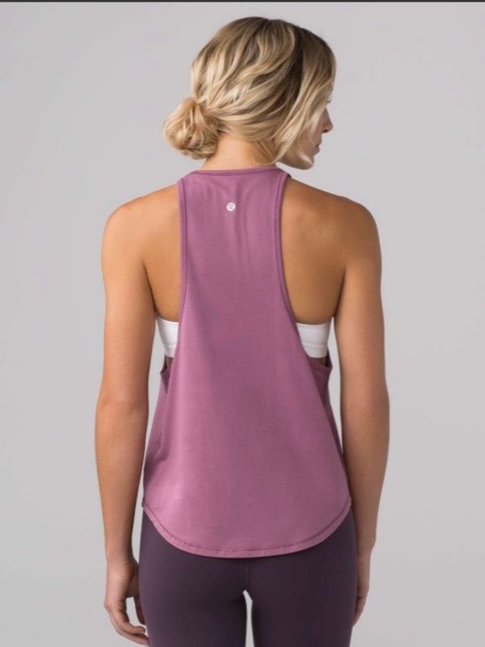 Lululemon Sweat Date Singlet Tank Top Figue Purple Pima Cotton Open Back Size 6